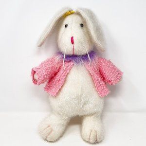 Sugar Loaf Bunny Rabbit Plush 14”‎ White Shiny Fur Pink Jacket - See Note ****